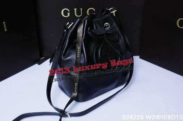 Gucci Calf Leather Bucket Bag 354228 Black