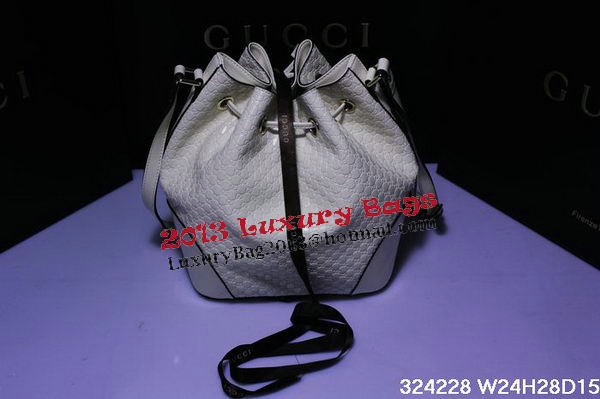 Gucci Guccissima Leather Bucket Bag 354228 White