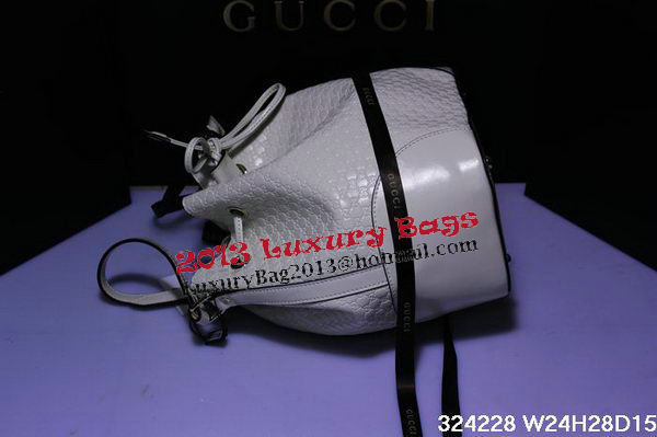 Gucci Guccissima Leather Bucket Bag 354228 White