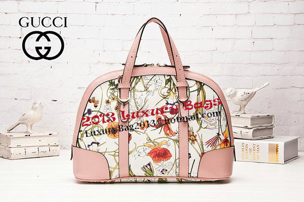 Gucci 309617 Pink Vintage Flora Leather Top Handle Bag