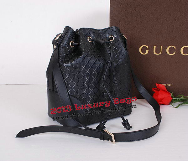 Gucci Bright Diamante Leather Bucket Bag 354228 Black