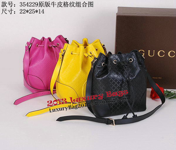 Gucci Bright Diamante Leather Bucket Bag 354228 Yellow