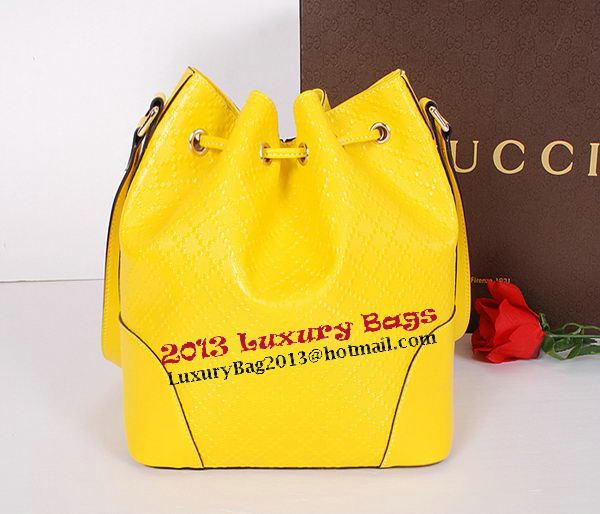 Gucci Bright Diamante Leather Bucket Bag 354228 Yellow