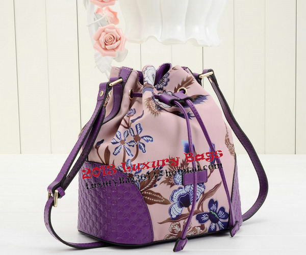 Gucci Camouflage Leather Bucket Bag 354228 Purple