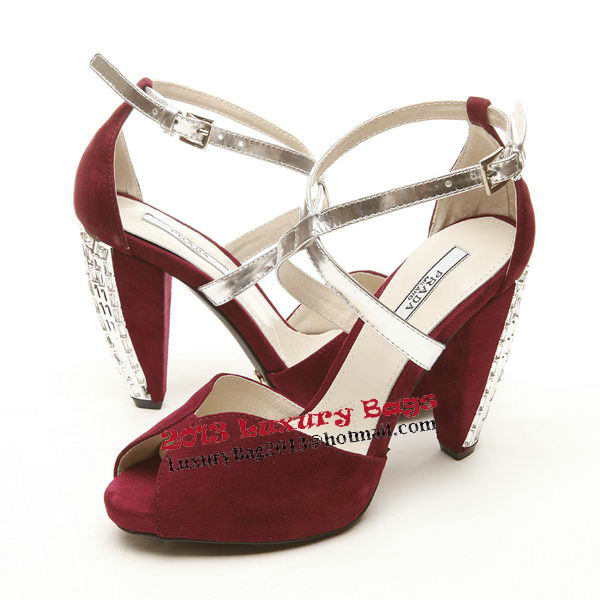 PRADA Suede Leather 110mm Sandals PD327 Burgundy