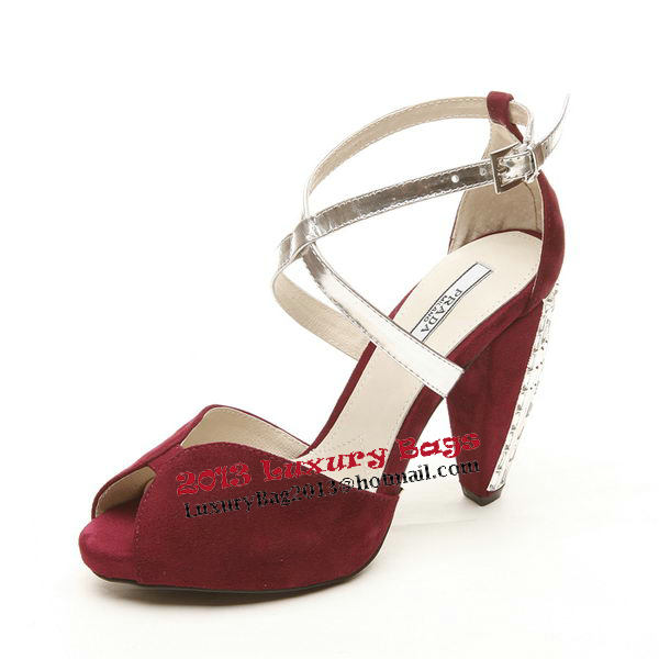 PRADA Suede Leather 110mm Sandals PD327 Burgundy