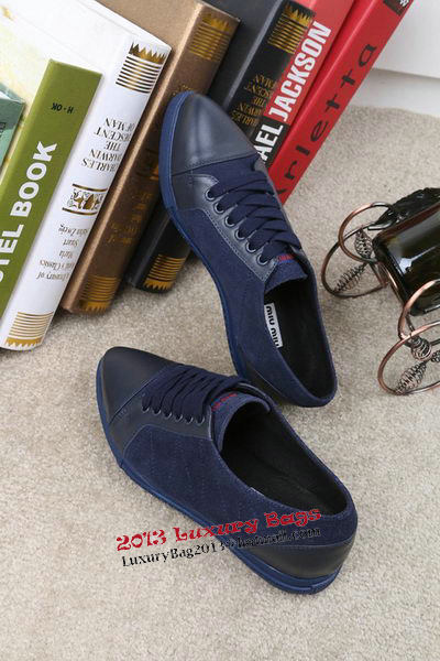 miu miu Suede Leather Casual Shoes 177651 Blue