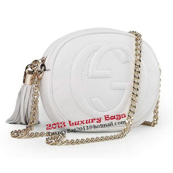 Gucci Soho Original Leather mini Chain Bag 353965 White