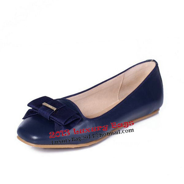 Salvatore Ferragamo Calfskin Leather Ballerina Flat FL0398 Blue