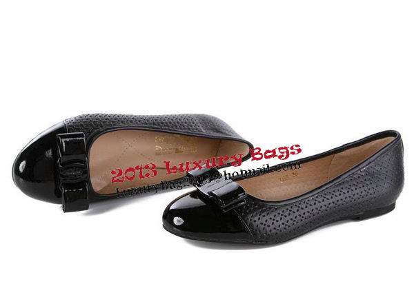 Salvatore Ferragamo Patent Leather Ballerina Flat FL0395 Black