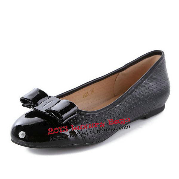 Salvatore Ferragamo Patent Leather Ballerina Flat FL0395 Black