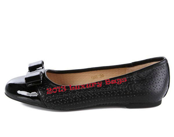 Salvatore Ferragamo Patent Leather Ballerina Flat FL0395 Black