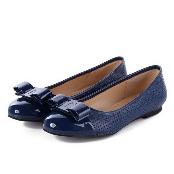 Salvatore Ferragamo Patent Leather Ballerina Flat FL0395 Blue