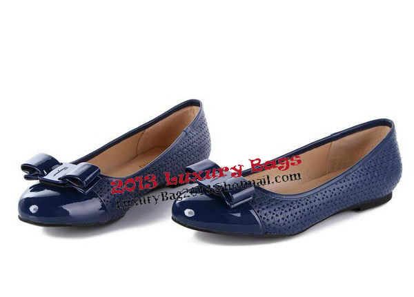 Salvatore Ferragamo Patent Leather Ballerina Flat FL0395 Blue