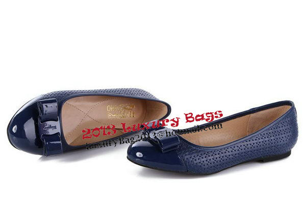 Salvatore Ferragamo Patent Leather Ballerina Flat FL0395 Blue