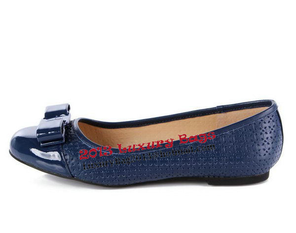 Salvatore Ferragamo Patent Leather Ballerina Flat FL0395 Blue