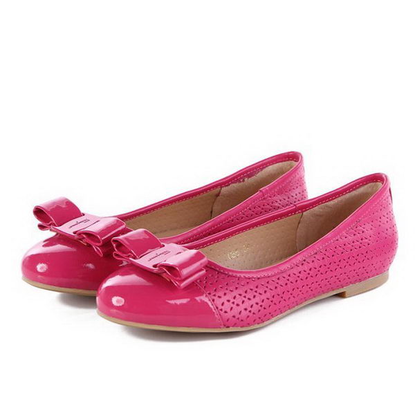 Salvatore Ferragamo Patent Leather Ballerina Flat FL0395 Rose