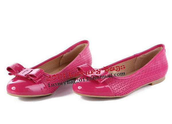 Salvatore Ferragamo Patent Leather Ballerina Flat FL0395 Rose