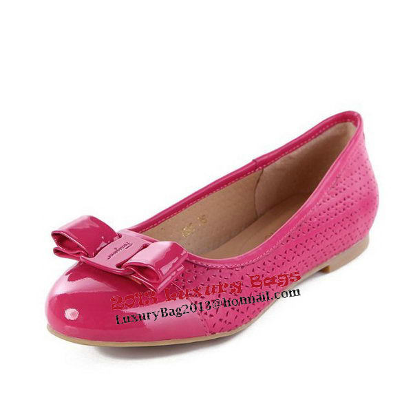 Salvatore Ferragamo Patent Leather Ballerina Flat FL0395 Rose