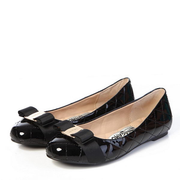 Salvatore Ferragamo Patent Leather Ballerina Flat FL0402 Black