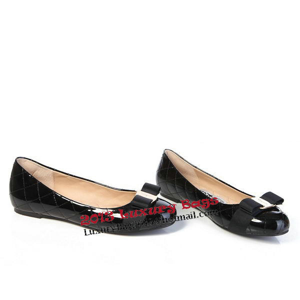 Salvatore Ferragamo Patent Leather Ballerina Flat FL0402 Black