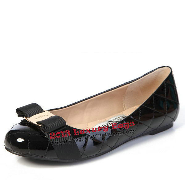 Salvatore Ferragamo Patent Leather Ballerina Flat FL0402 Black