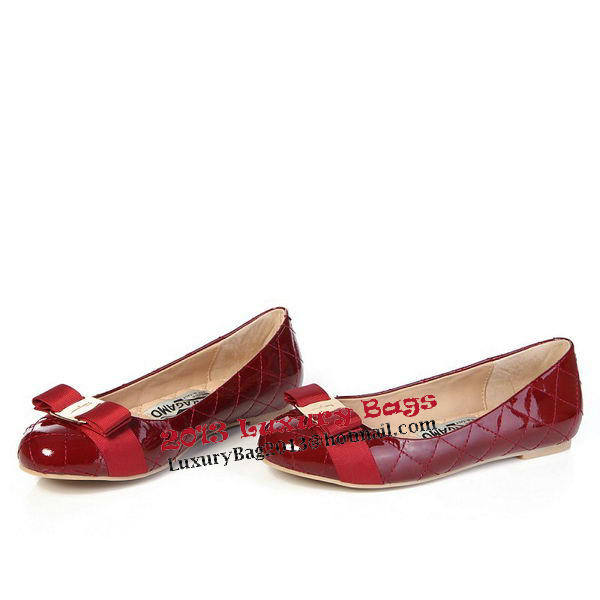 Salvatore Ferragamo Patent Leather Ballerina Flat FL0402 Burgundy