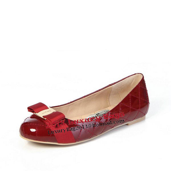 Salvatore Ferragamo Patent Leather Ballerina Flat FL0402 Burgundy