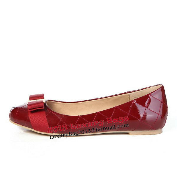 Salvatore Ferragamo Patent Leather Ballerina Flat FL0402 Burgundy