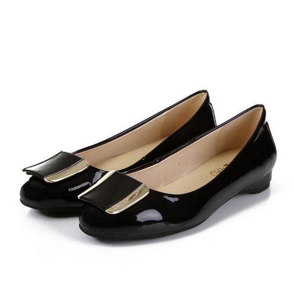 Salvatore Ferragamo Patent Leather Ballerina Flat FL0404 Black