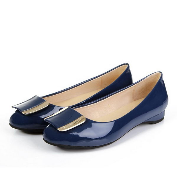 Salvatore Ferragamo Patent Leather Ballerina Flat FL0404 Blue