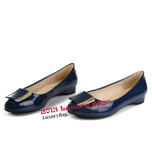 Salvatore Ferragamo Patent Leather Ballerina Flat FL0404 Blue