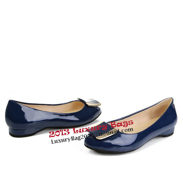 Salvatore Ferragamo Patent Leather Ballerina Flat FL0404 Blue