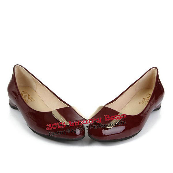 Salvatore Ferragamo Patent Leather Ballerina Flat FL0404 Burgundy