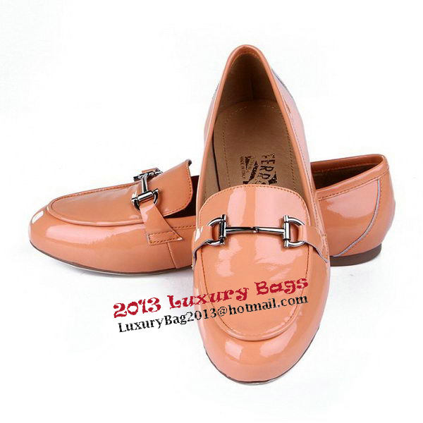 Salvatore Ferragamo Patent Leather Ballerina Flat FL0415 Apricot