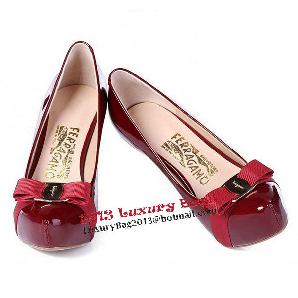 Salvatore Ferragamo Patent Leather Pump FL0418 Burgundy