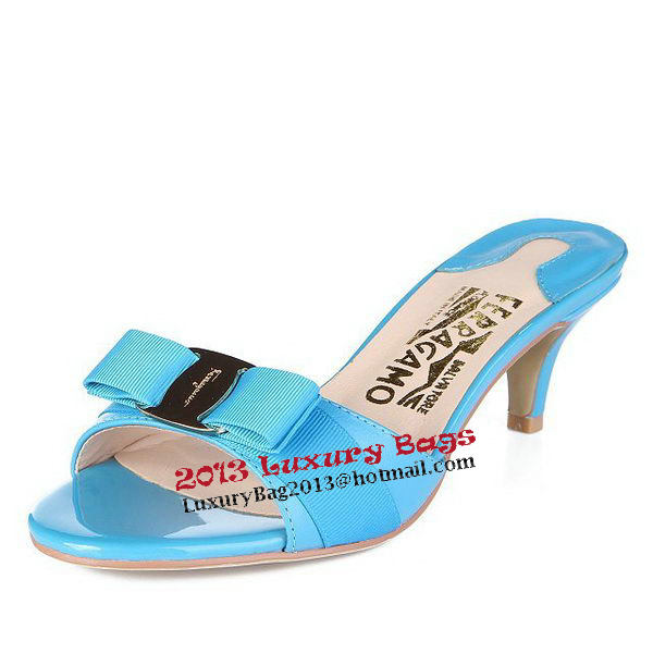 Salvatore Ferragamo Patent Leather Sandals FL0422 Blue