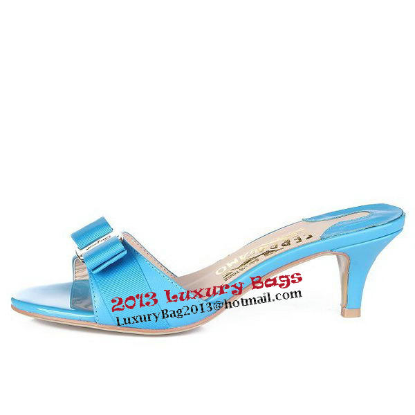 Salvatore Ferragamo Patent Leather Sandals FL0422 Blue