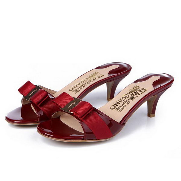 Salvatore Ferragamo Patent Leather Sandals FL0422 Burgundy