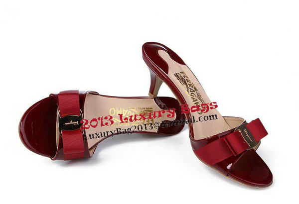 Salvatore Ferragamo Patent Leather Sandals FL0422 Burgundy