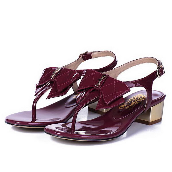 Salvatore Ferragamo Patent Leather Sandals FL0434 Burgundy