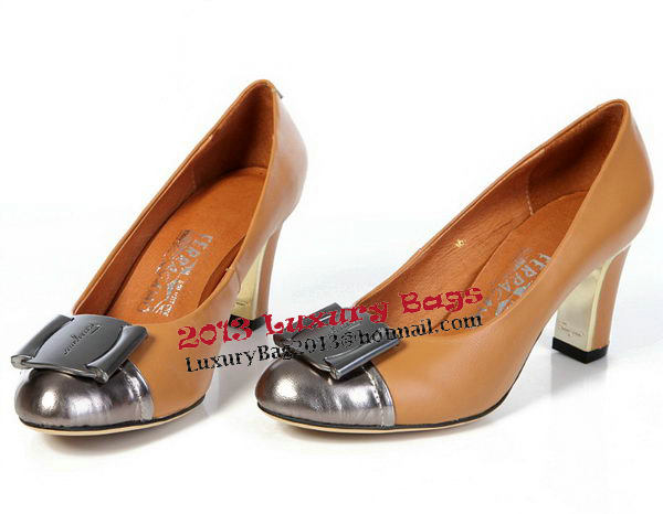 Salvatore Ferragamo Sheepskin Leather Pump FL0437 Brown