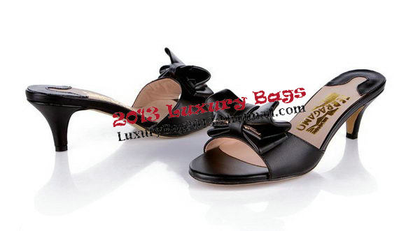 Salvatore Ferragamo Sheepskin Leather Sandals FL0412 Black