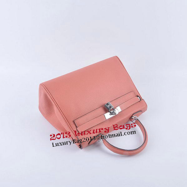 Hermes Kelly 28cm Shoulder Bags Light Pink Grainy Leather Silver