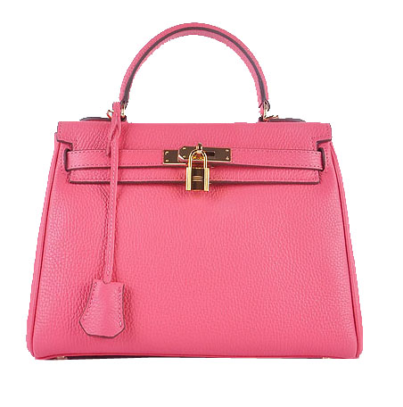 Hermes Kelly 28cm Shoulder Bags Rosy Grainy Leather Gold