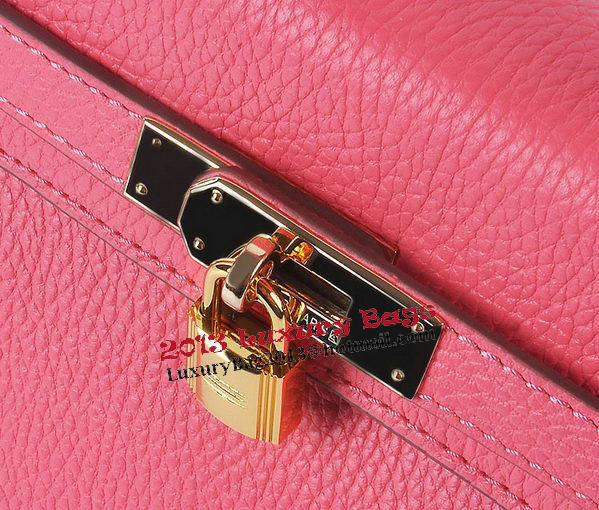 Hermes Kelly 28cm Shoulder Bags Rosy Grainy Leather Gold