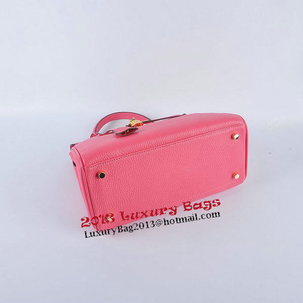 Hermes Kelly 28cm Shoulder Bags Rosy Grainy Leather Gold