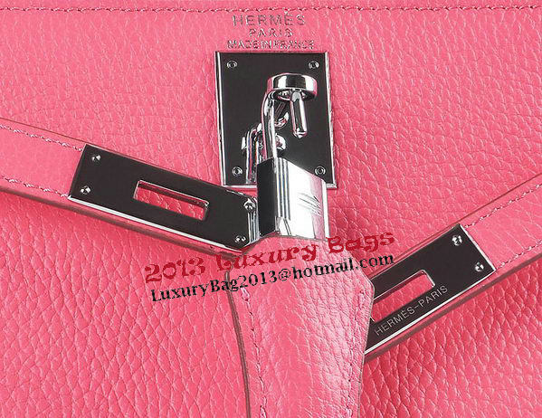 Hermes Kelly 28cm Shoulder Bags Rosy Grainy Leather Silver