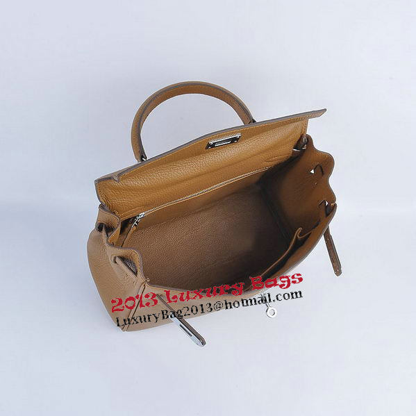 Hermes Kelly 28cm Shoulder Bags Wheat Grainy Leather Silver