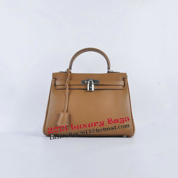 Hermes Kelly 28cm Shoulder Bags Wheat Grainy Leather Silver